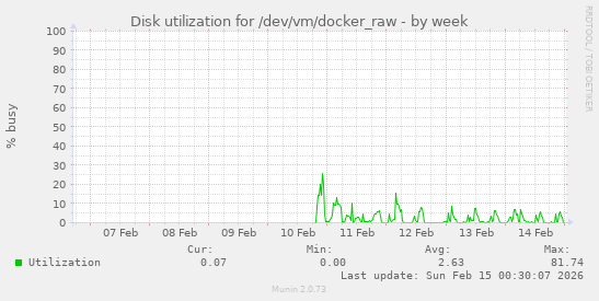 Disk utilization for /dev/vm/docker_raw
